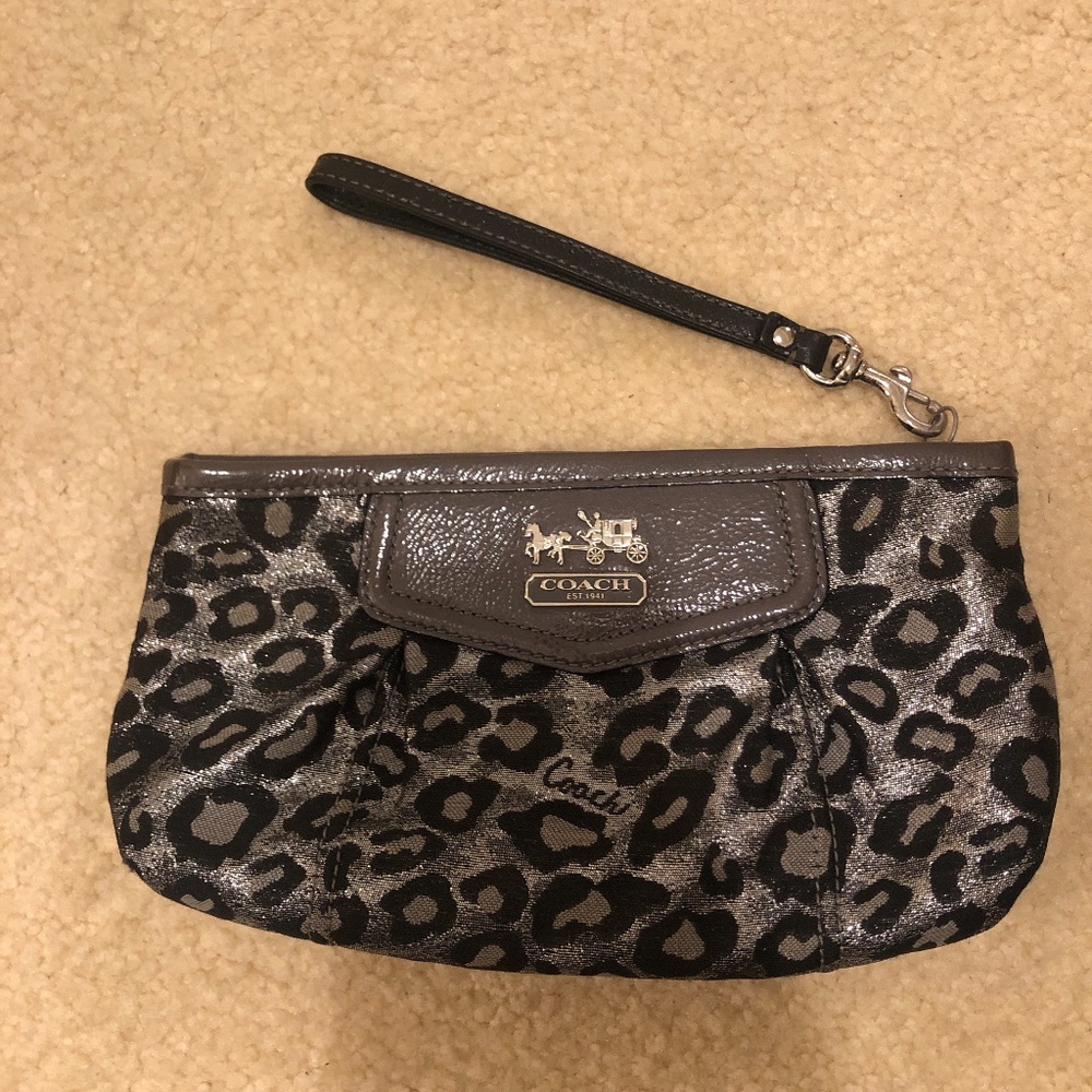 Coach Large Metallic Leopard Clutch